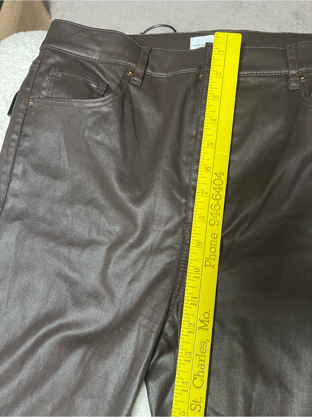 Loft Kick Crop Coated Denim Brown Denim 31/12 - Picture 12 of 12